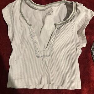 Urban Outfitters Cream Ribbed Crop Top